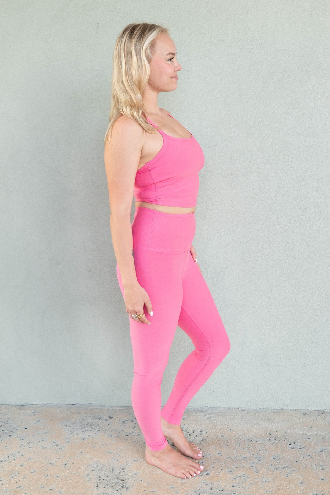 Spacedye High Waist Midi Legging - Luscious Pink Heather - Jaffi's