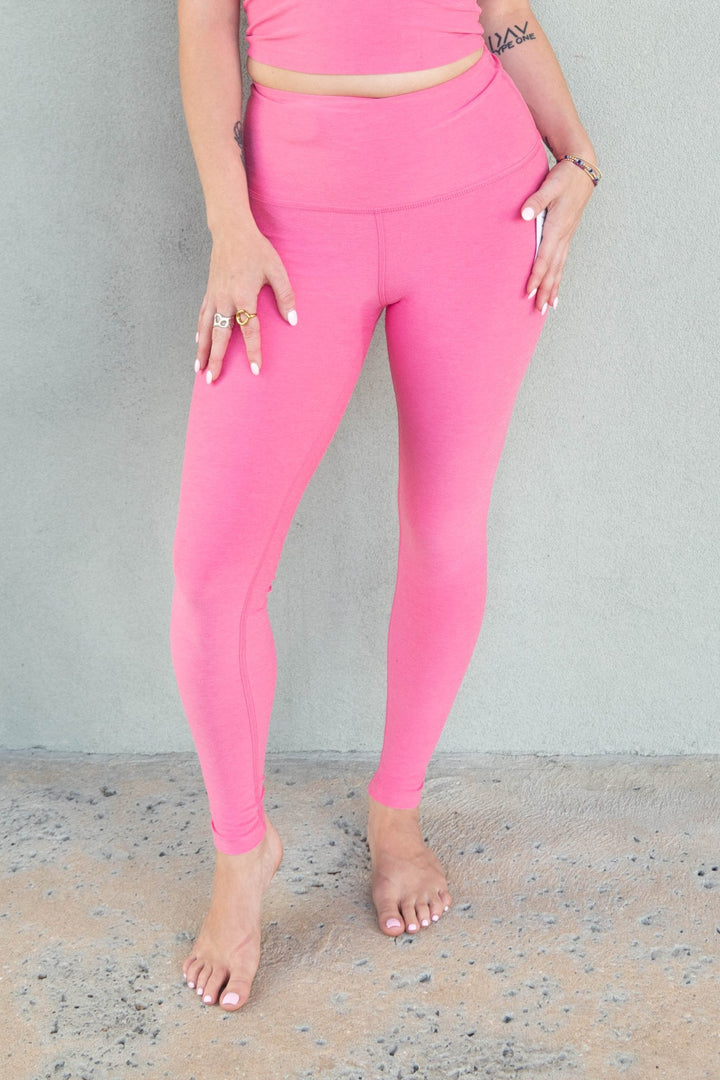 Spacedye High Waist Midi Legging - Luscious Pink Heather - Jaffi's