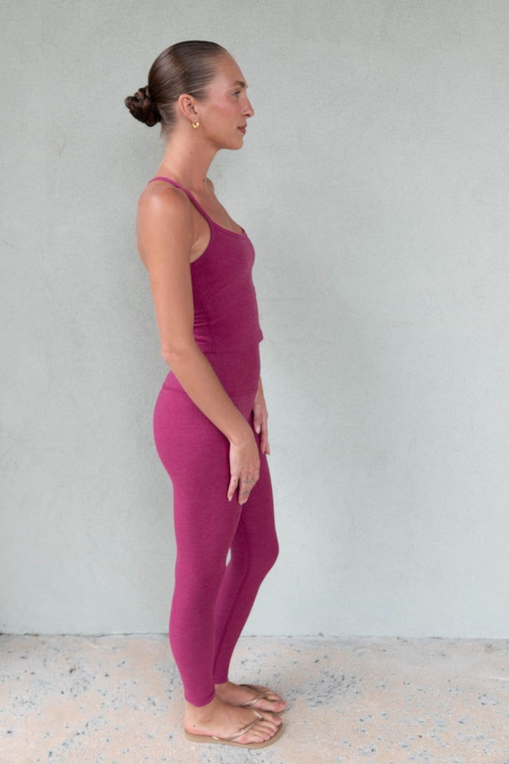 Spacedye High Waist Midi Legging - Pomegranate Heather - Jaffi&
