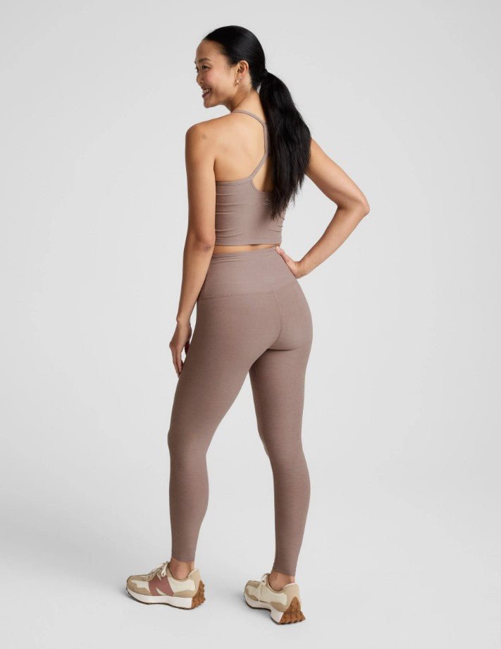 Spacedye High Waist Midi Legging - Rosey Taupe Heather - Jaffi's