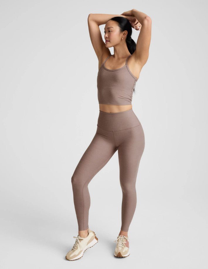 Spacedye High Waist Midi Legging - Rosey Taupe Heather - Jaffi's