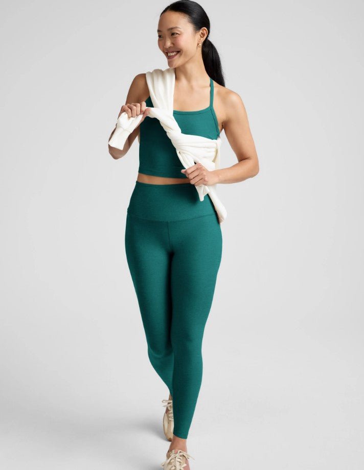 Spacedye High Waist Midi Legging - Teal Sea Heather - Jaffi's