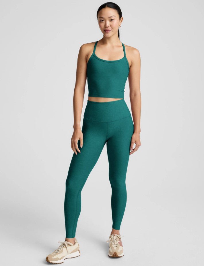 Spacedye High Waist Midi Legging - Teal Sea Heather - Jaffi's