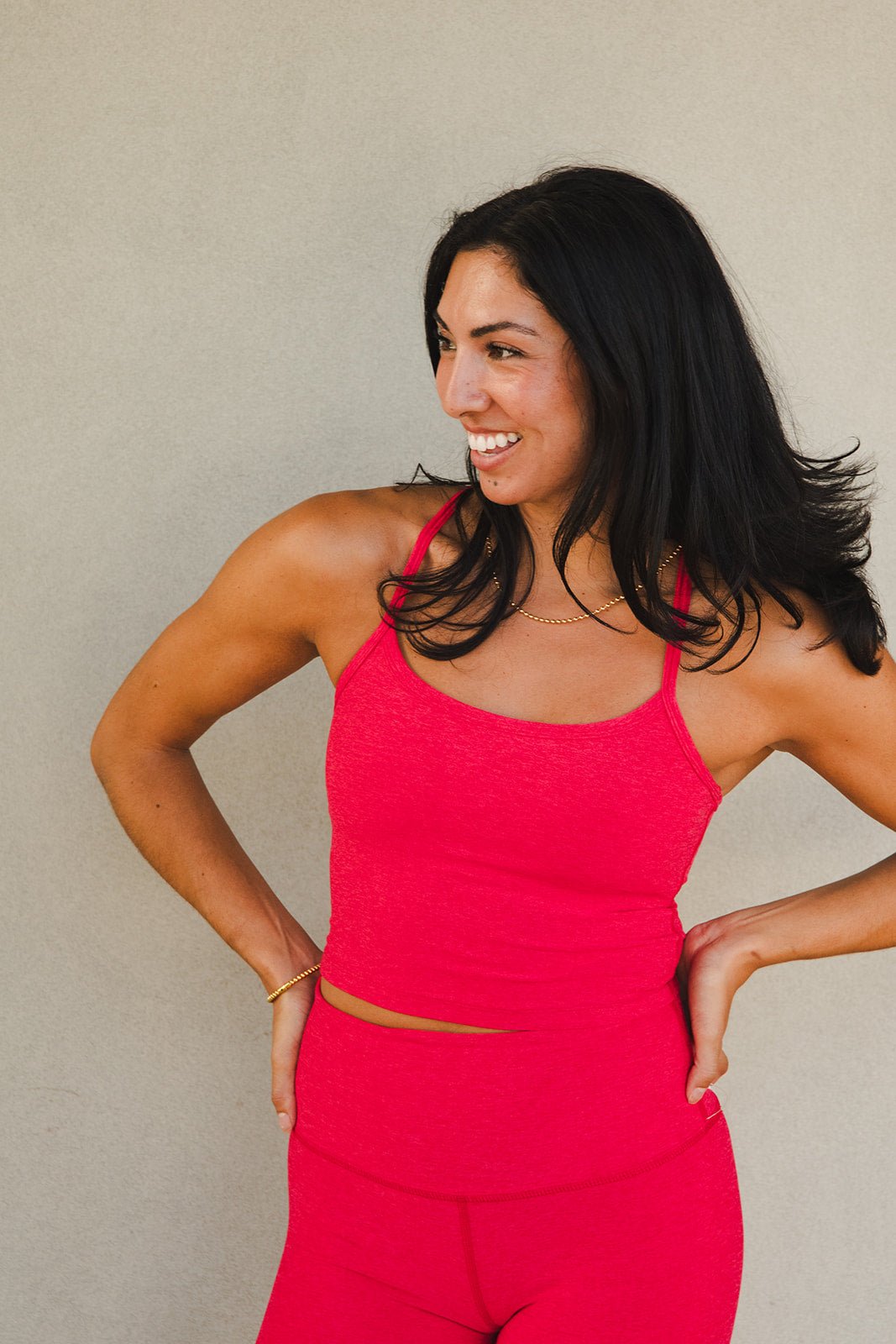 Spacedye Slim Racerback Cropped Tank - Berry Red Heather - Jaffi's
