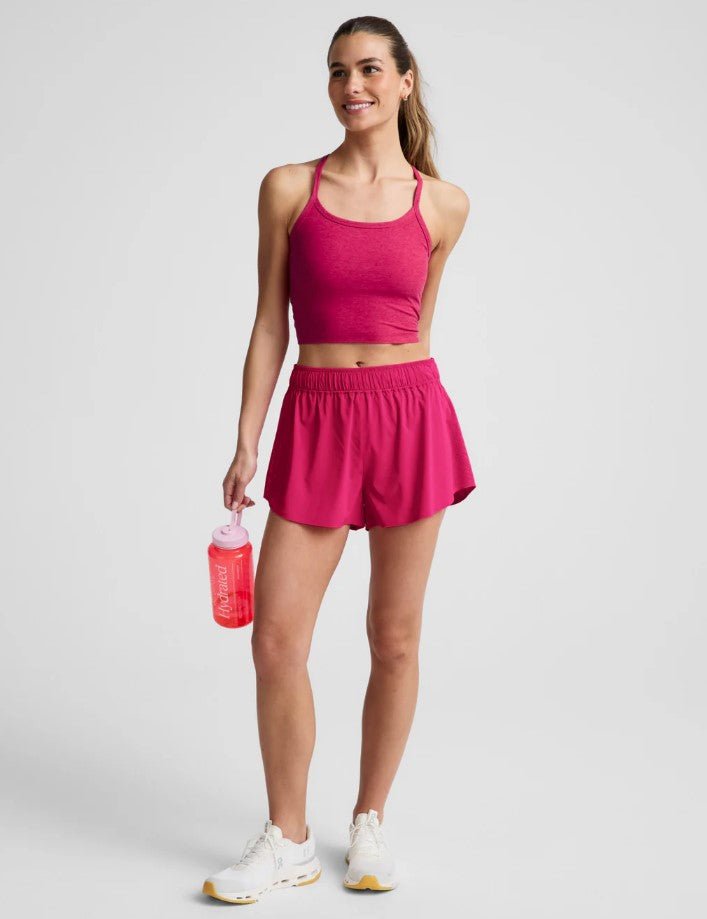 Spacedye Slim Racerback Cropped Tank - Berry Red Heather - Jaffi's
