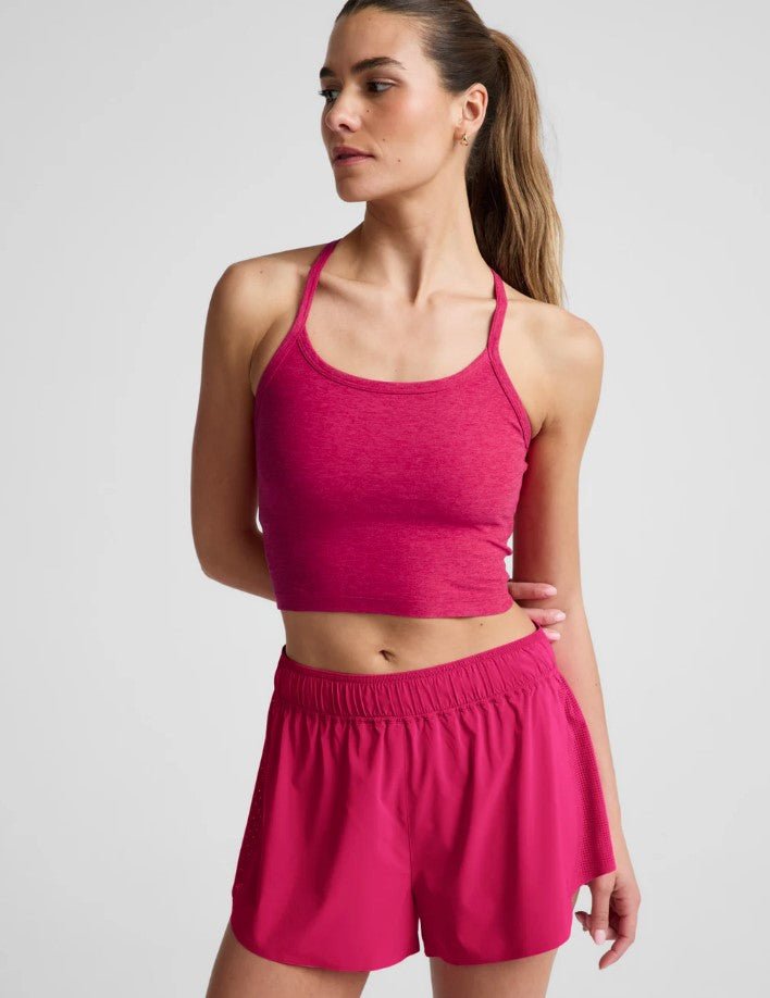 Spacedye Slim Racerback Cropped Tank - Berry Red Heather - Jaffi's