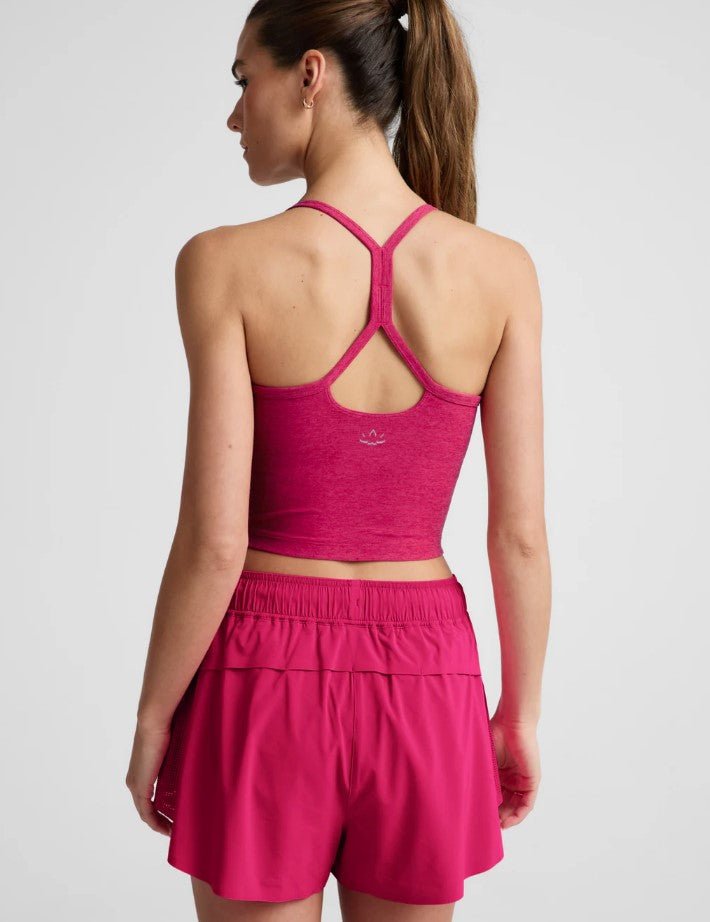 Spacedye Slim Racerback Cropped Tank - Berry Red Heather - Jaffi's