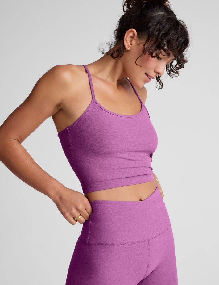 Spacedye Slim Racerback Cropped Tank - Fun Fuschia Heather - Jaffi's