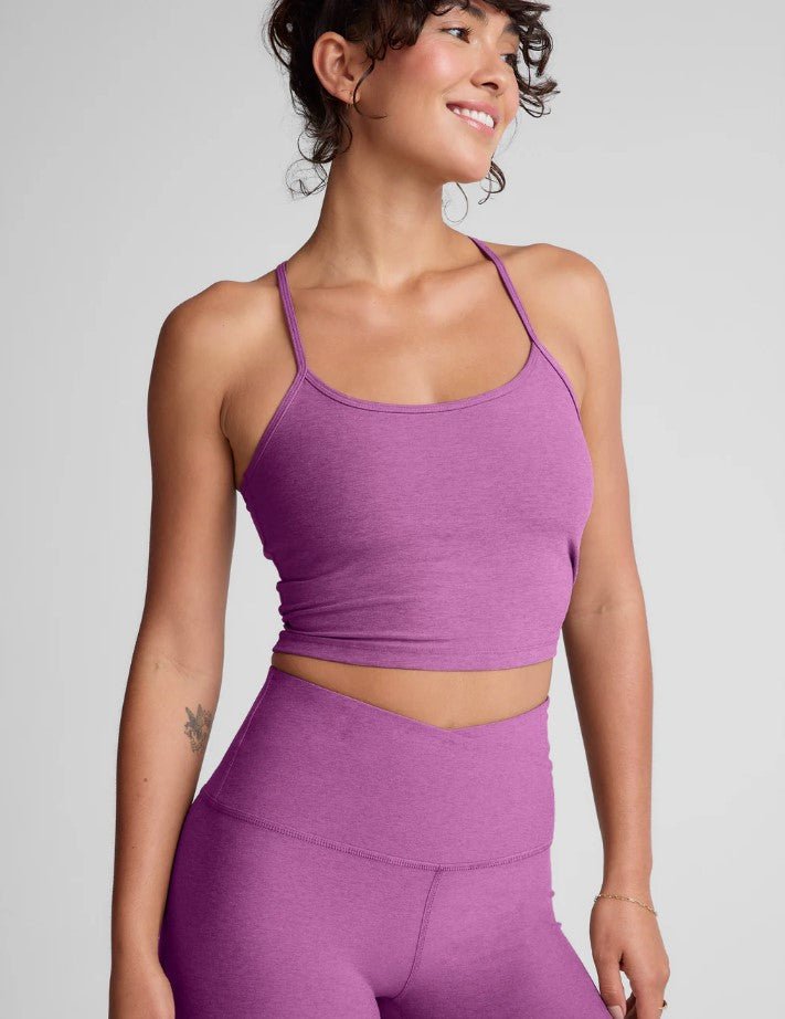 Spacedye Slim Racerback Cropped Tank - Fun Fuschia Heather - Jaffi's