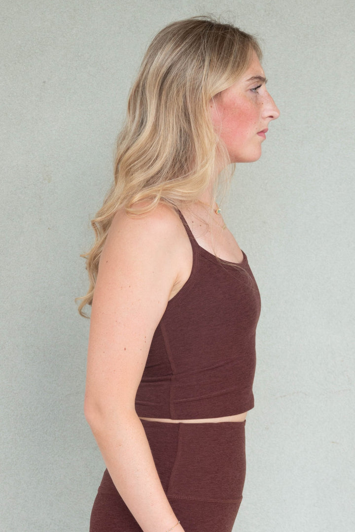 Spacedye Slim Racerback Cropped Tank - Iced Mocha Heather - Jaffi&