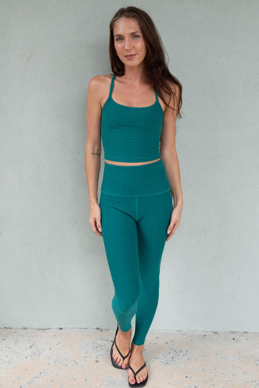 Spacedye Slim Racerback Cropped Tank - Legacy Pine Heather - Jaffi's