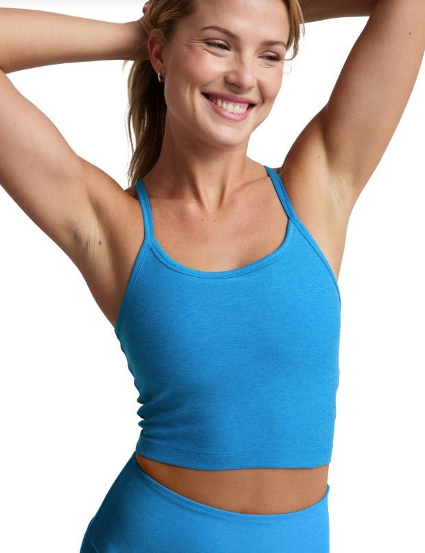 Spacedye Slim Racerback Cropped Tank - Malibu Lagoon Blue - Jaffi's