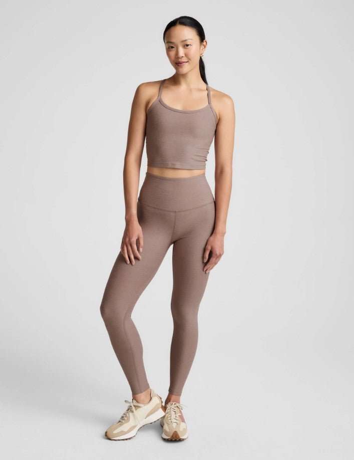 Spacedye Slim Racerback Cropped Tank - Rosey Taupe Heather - Jaffi's