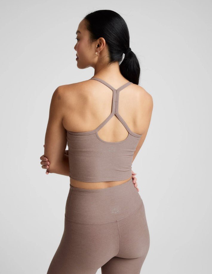 Spacedye Slim Racerback Cropped Tank - Rosey Taupe Heather - Jaffi's