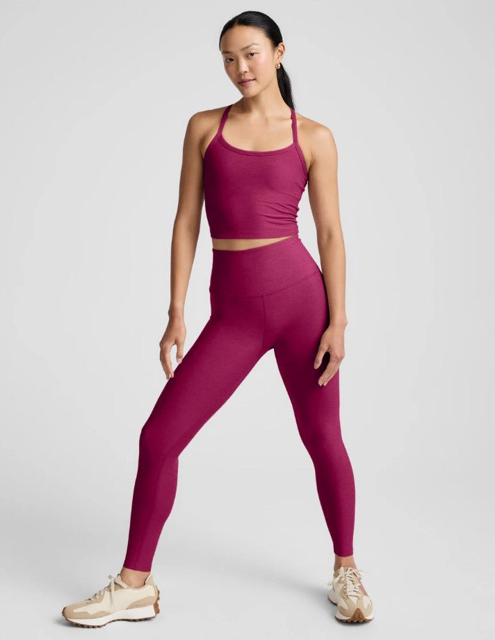 Spacedye Slim Racerback Cropped Tank - Sangria Heather - Jaffi's