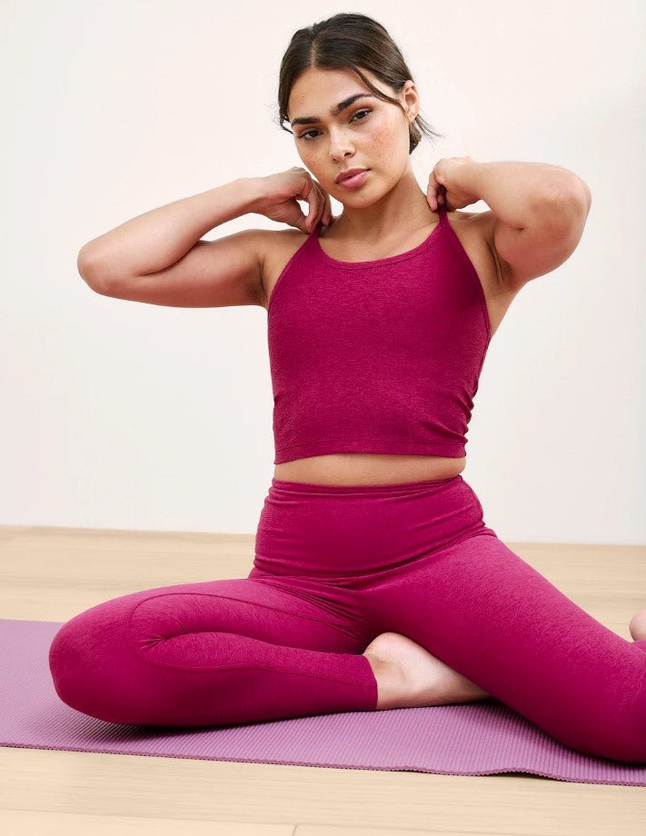 Spacedye Slim Racerback Cropped Tank - Sangria Heather - Jaffi's