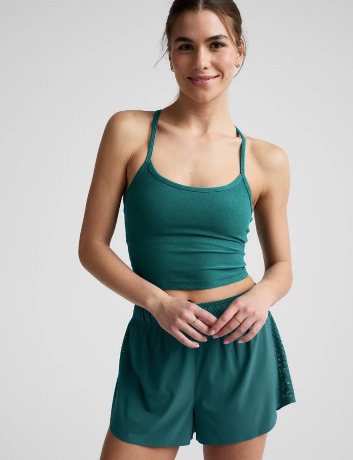 Spacedye Slim Racerback Cropped Tank - Teal Sea Heather - Jaffi's