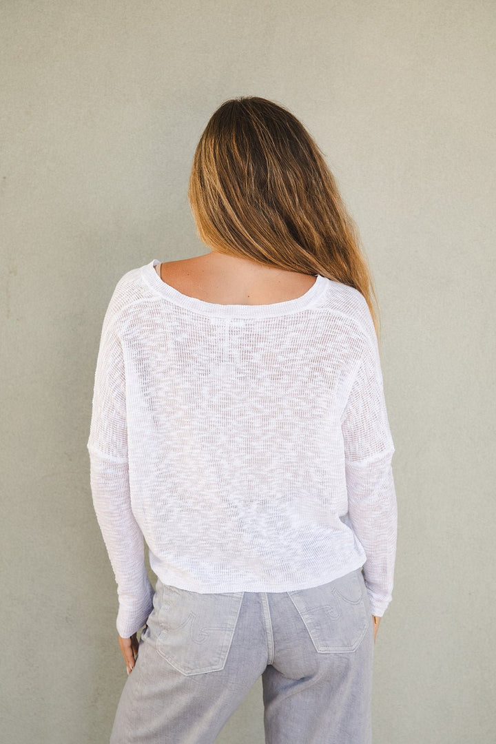 Spray V Neck Knit Sweater - White - Jaffi's