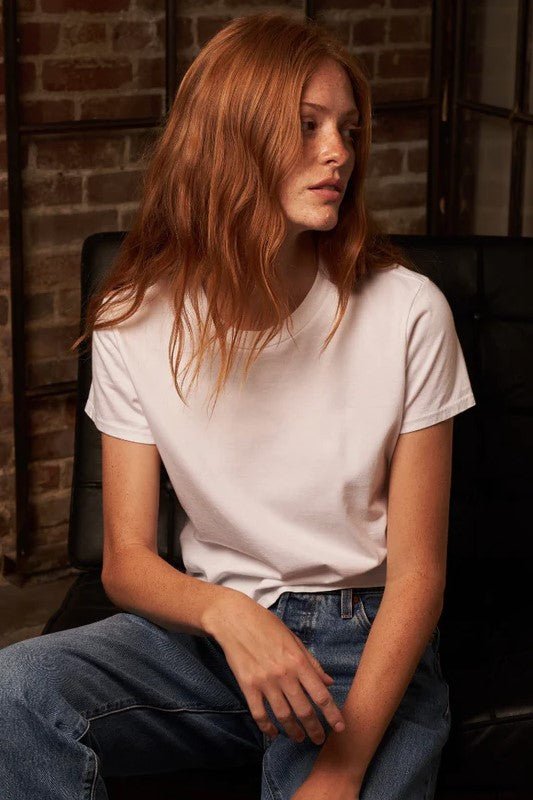 Springsteen Crew Neck Baby Tee - White - Jaffi's