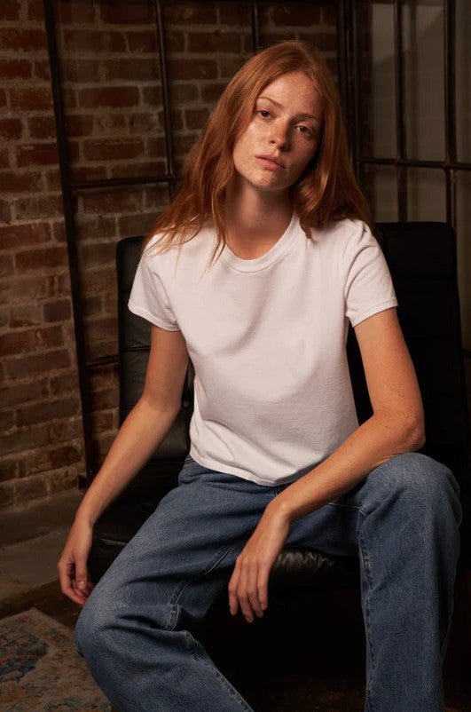 Springsteen Crew Neck Baby Tee - White - Jaffi's