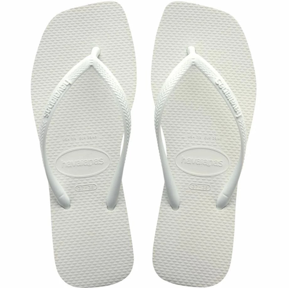 Square Slim Flip Flop - White - Jaffi's