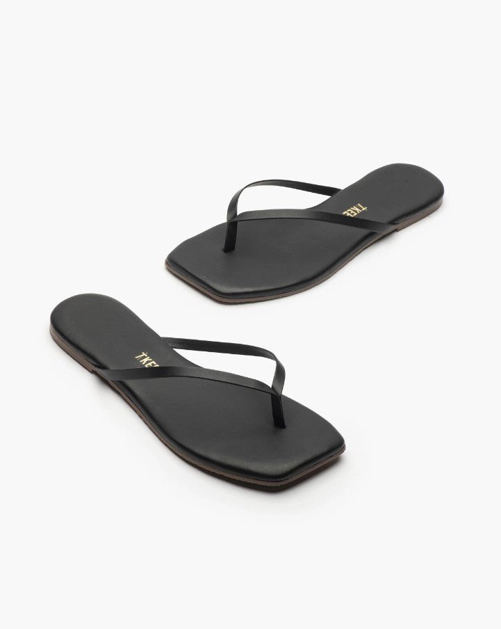 Square Toe Lily Flip Flop - Black - Jaffi's