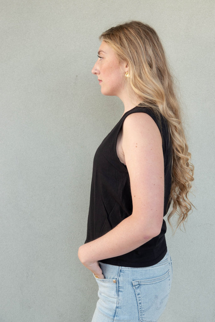 Staple V Neck Tank - Black - Jaffi's