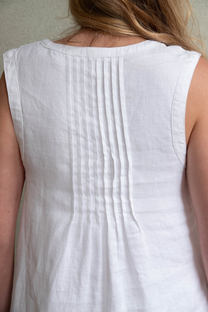 Stella Linen Mini Dress - White - Jaffi's