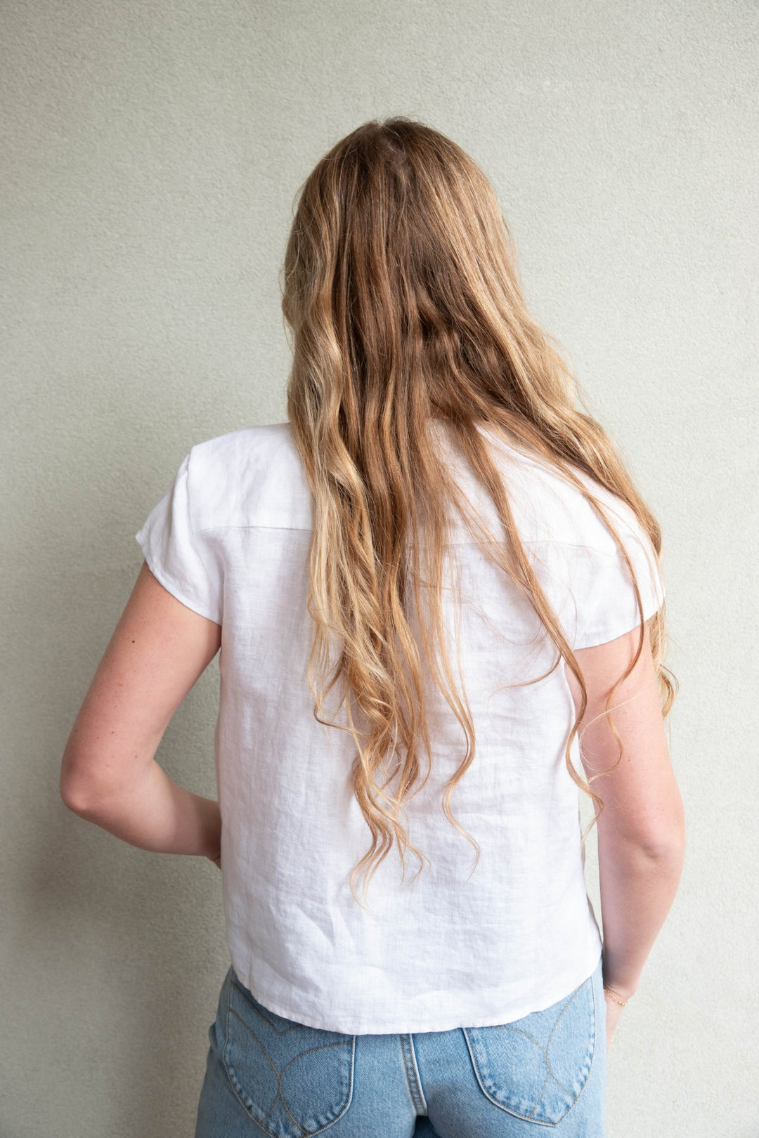 Stella Linen Pintuck Top - White - Jaffi's