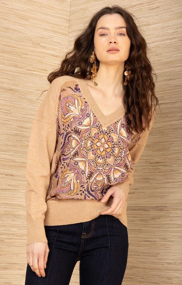 Stormi Silk Front Sweater - Pink - Jaffi's