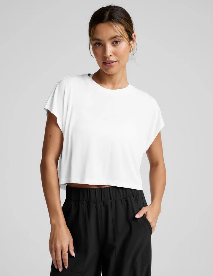 Studio Luxe Cropped Tee - White - Jaffi's