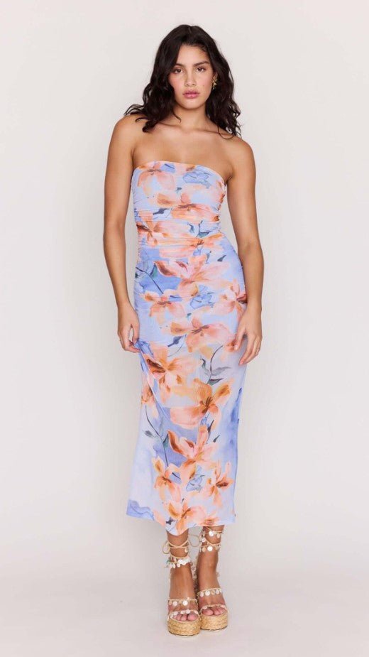 Sunspell Mesh Midi Dress - Watercolor Floral - Jaffi's