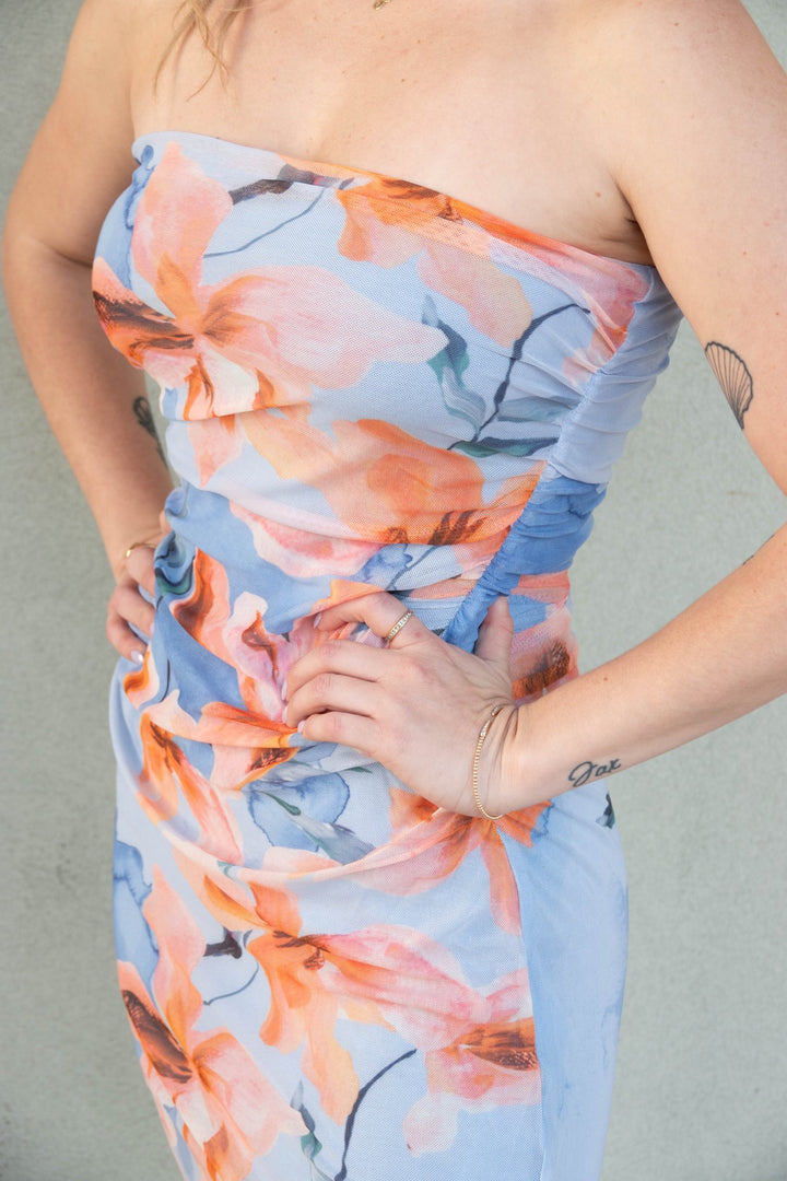 Sunspell Mesh Midi Dress - Watercolor Floral - Jaffi's