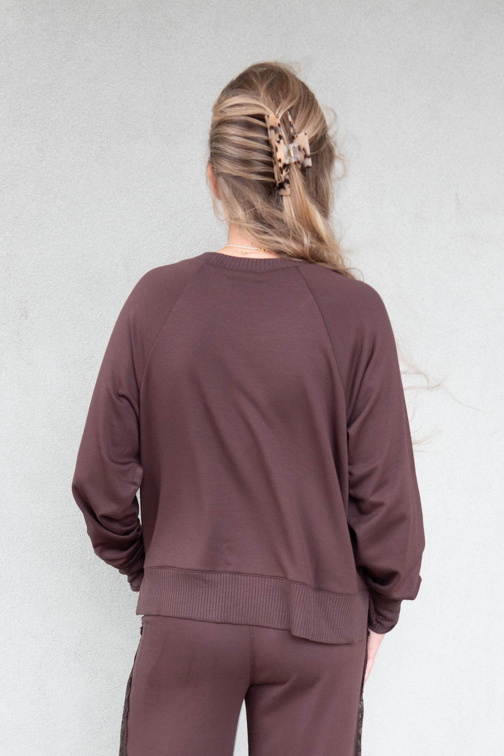 Supersoft Lace Trim Crew - Java - Jaffi's