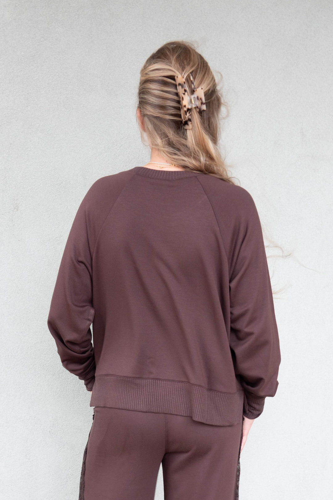 Supersoft Lace Trim Crew - Java - Jaffi&