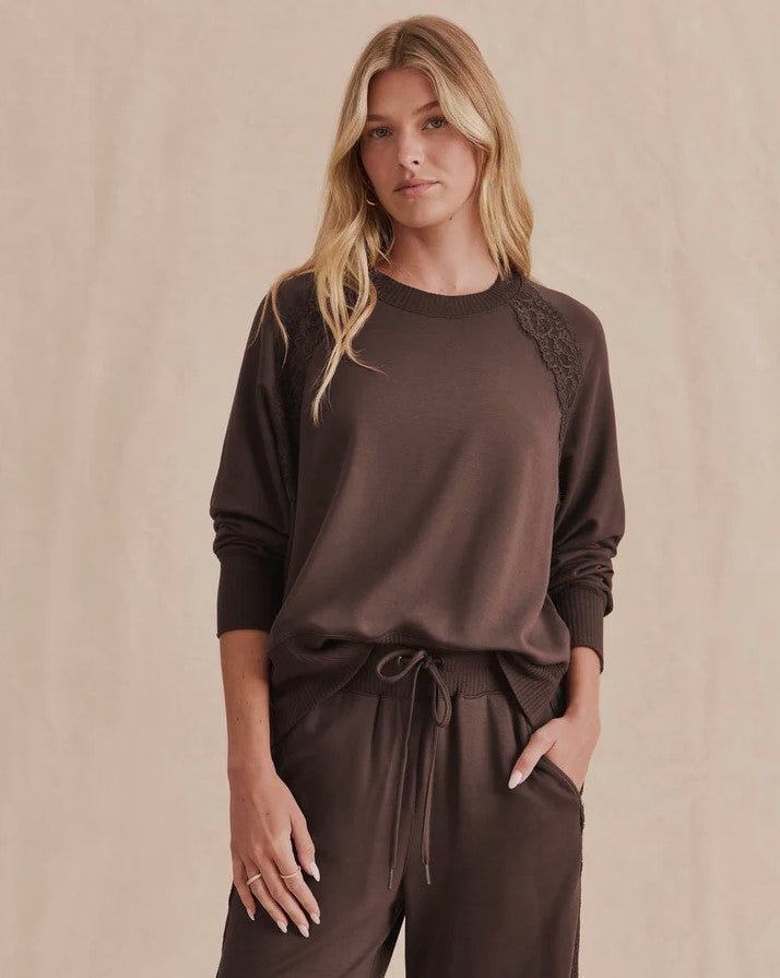 Supersoft Lace Trim Crew - Java - Jaffi's