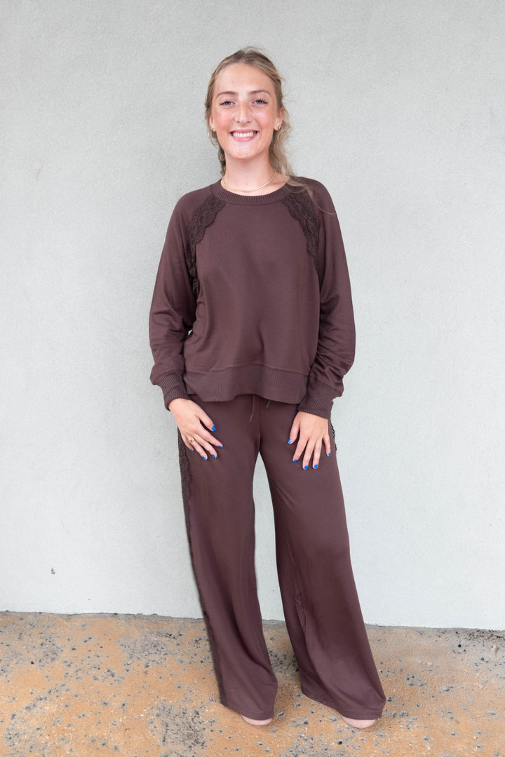 Supersoft Lace Trim Crew - Java - Jaffi&