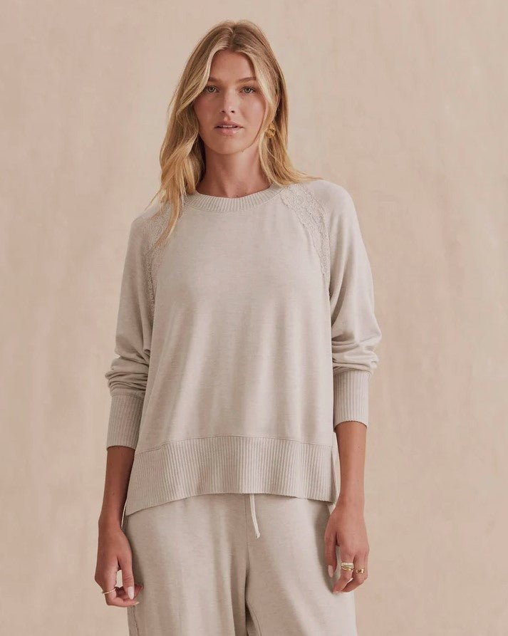 Supersoft Lace Trim Crew - Pale Oak Heather - Jaffi&