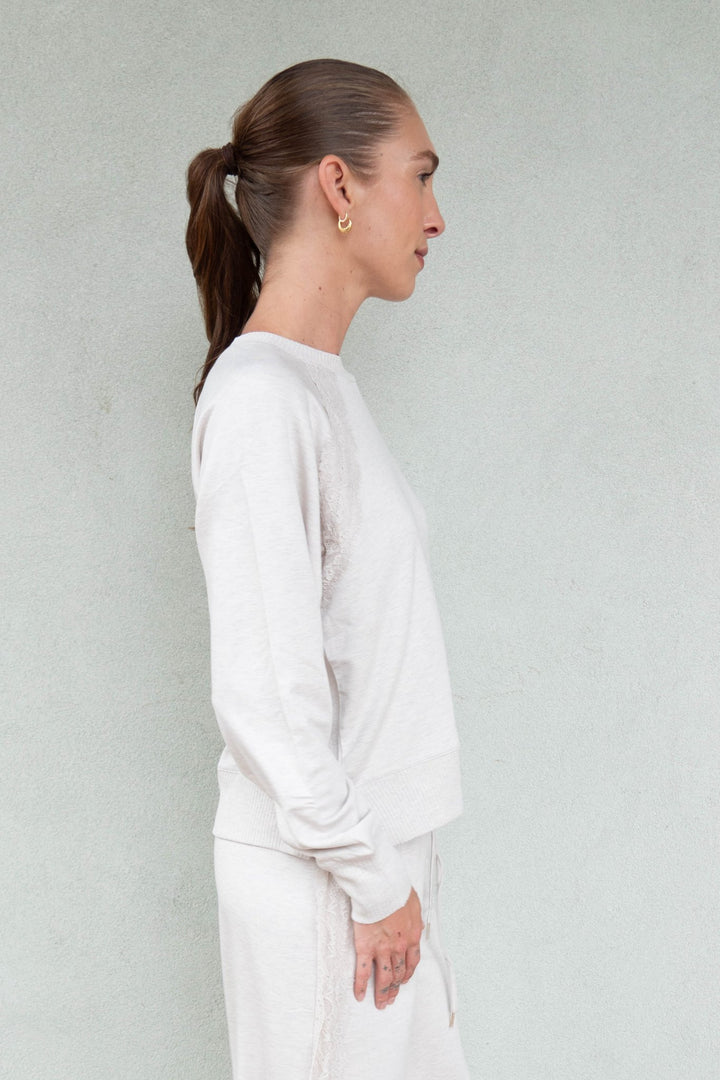 Supersoft Lace Trim Crew - Pale Oak Heather - Jaffi&