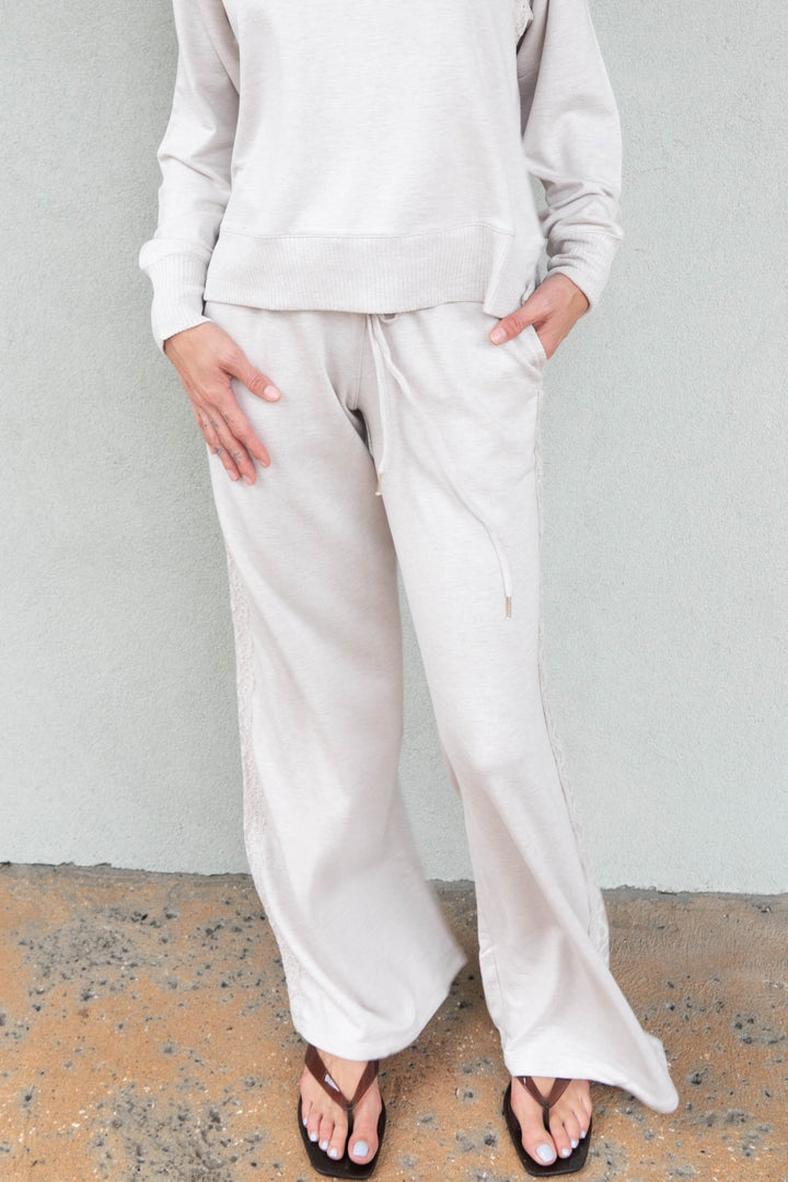Supersoft Lace Trim Pant - Pale Oak Heather - Jaffi&