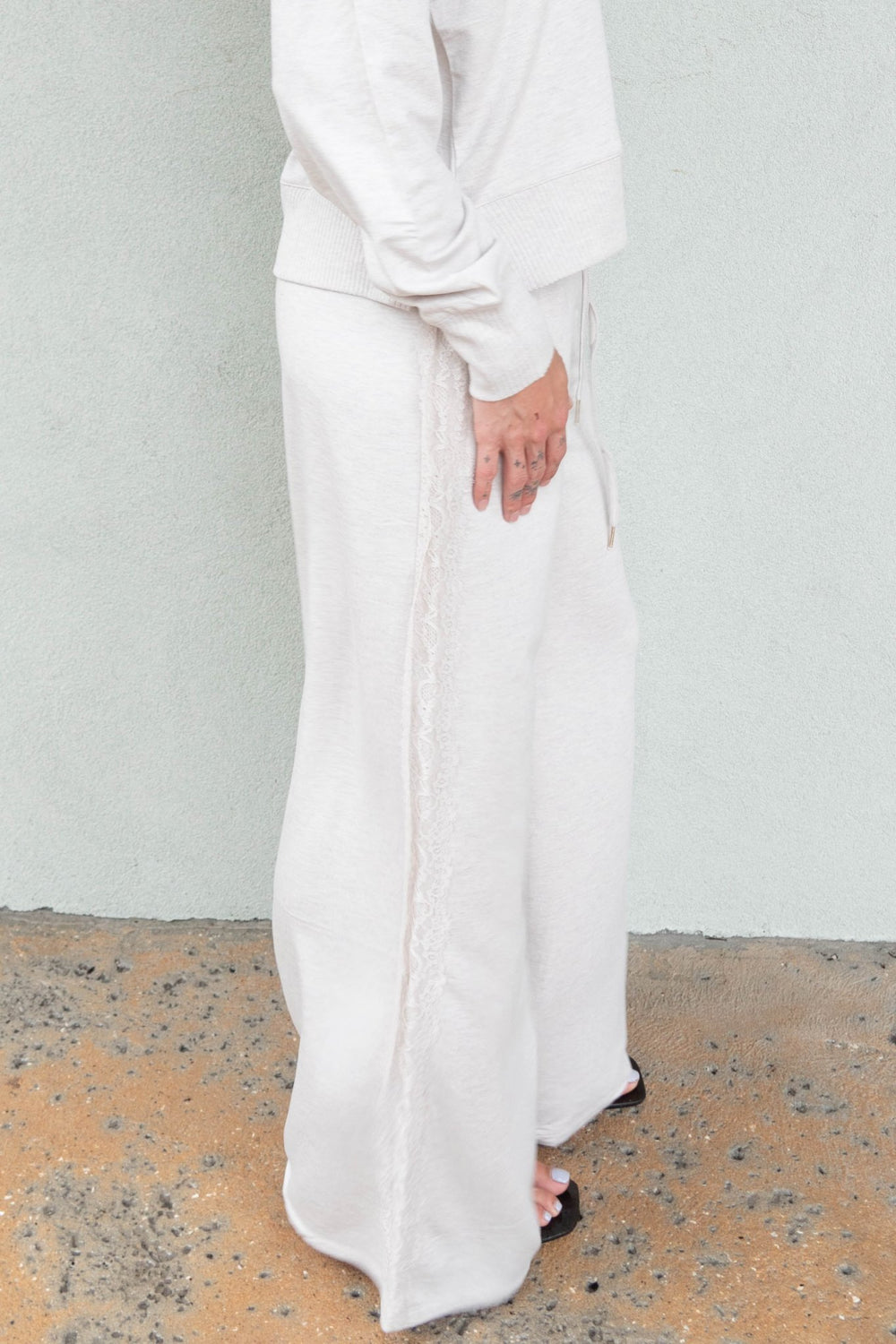 Supersoft Lace Trim Pant - Pale Oak Heather - Jaffi's