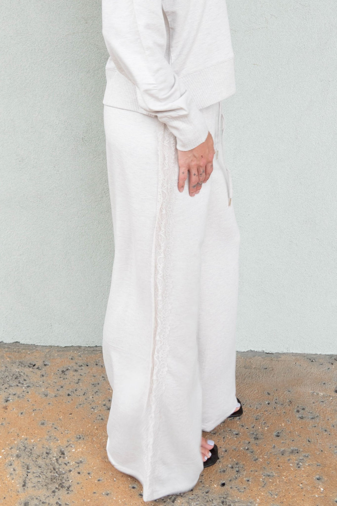 Supersoft Lace Trim Pant - Pale Oak Heather - Jaffi&