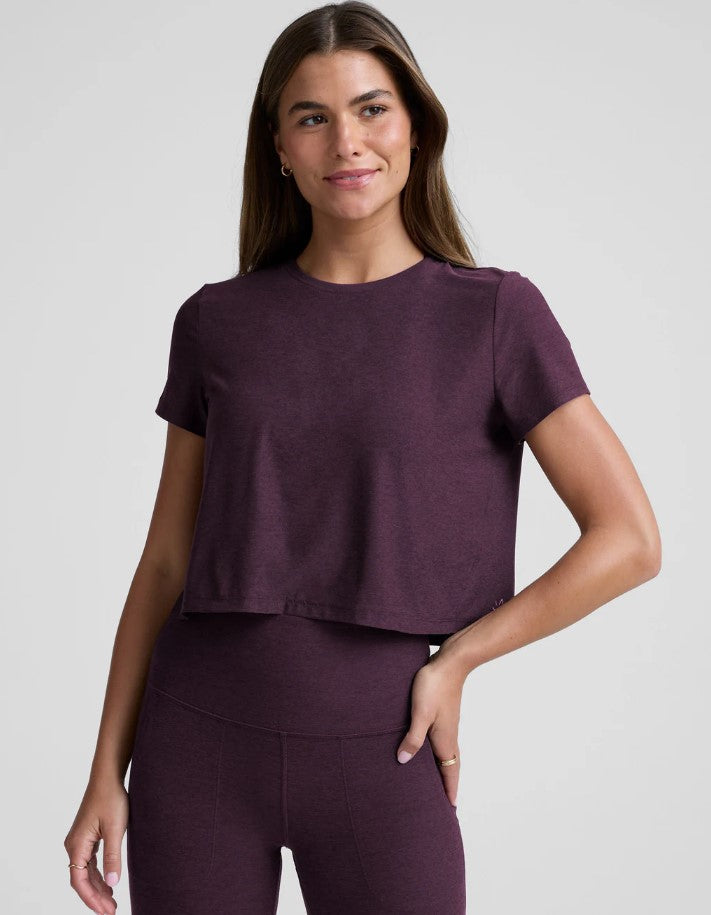 Featherweight Supreme Cropped Tee - Eggplant Purple Heather