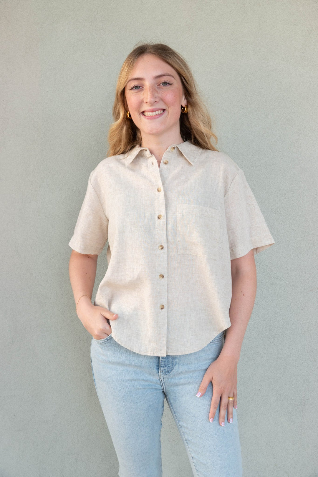 Suzanne Linen Button Down - Rye - Jaffi's