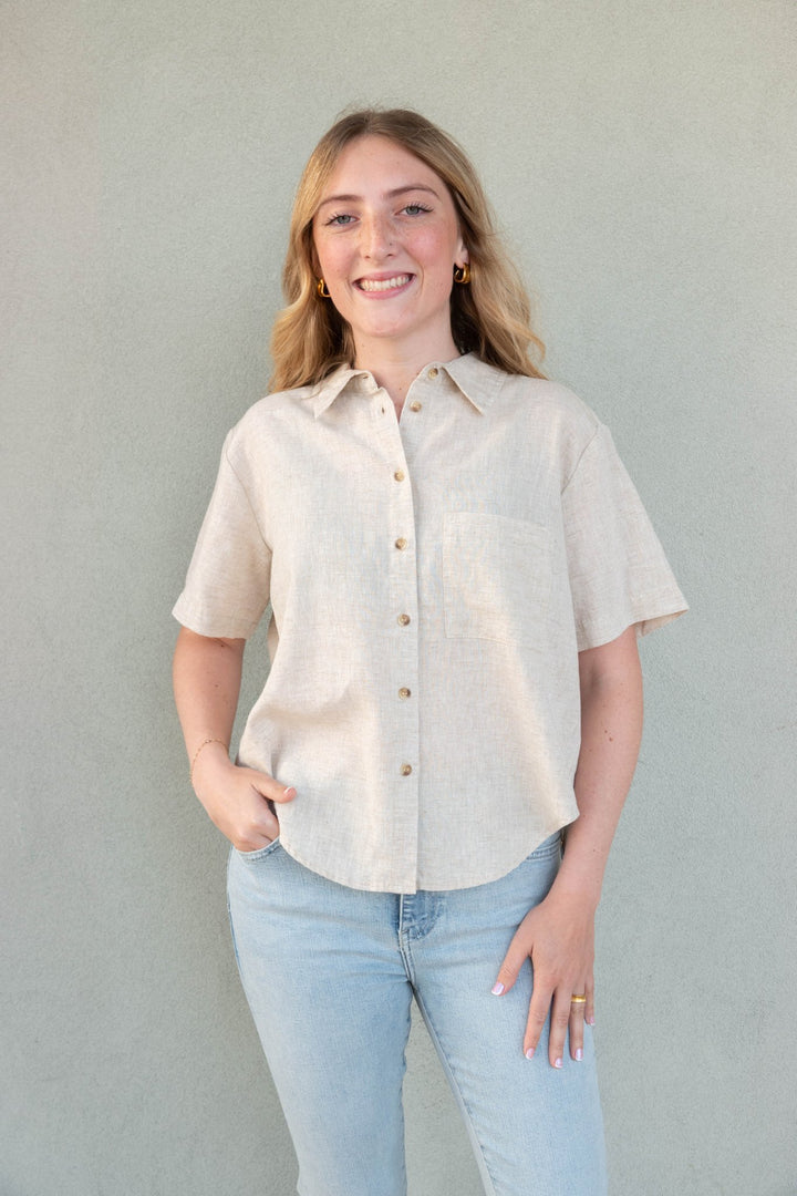 Suzanne Linen Button Down - Rye - Jaffi's