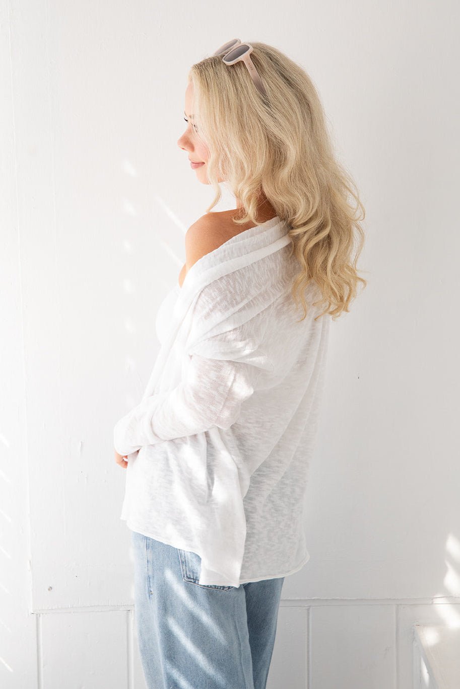 Swell Knit Open Cardi - White - Jaffi's