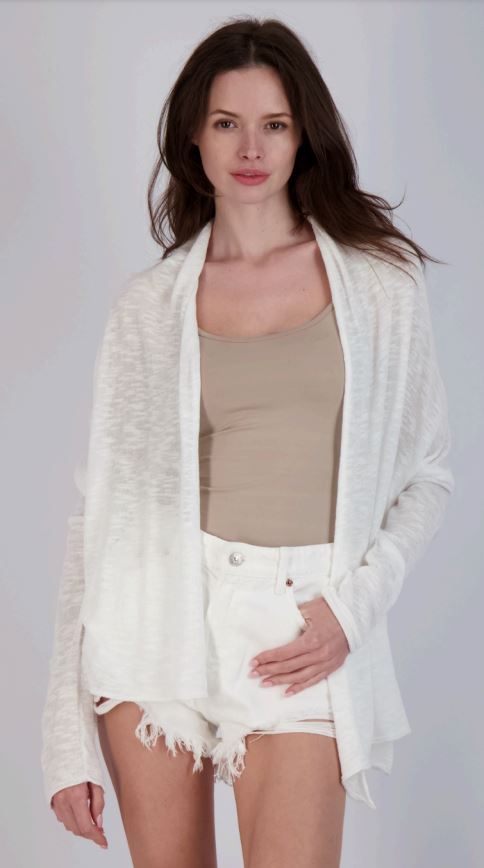 Swell Knit Open Cardi - White - Jaffi's