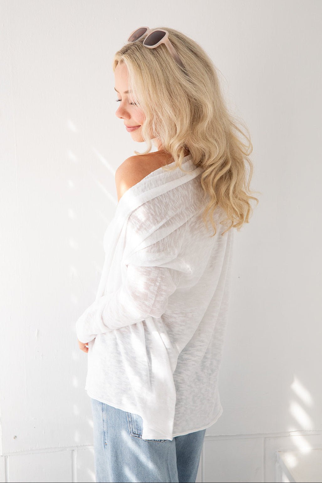 Swell Knit Open Cardi - White - Jaffi's