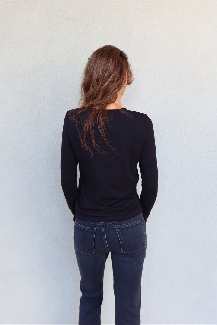 Sydney Crew Neck Long Sleeve - Black - Jaffi&