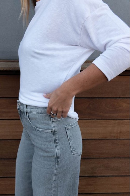 Tahoe Jersey Clara 3/4 Slv Top - White - Jaffi's